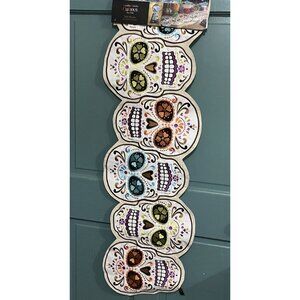 Cynthia Rowley Day of the Dead Halloween Table Runner Sugar Skulls New